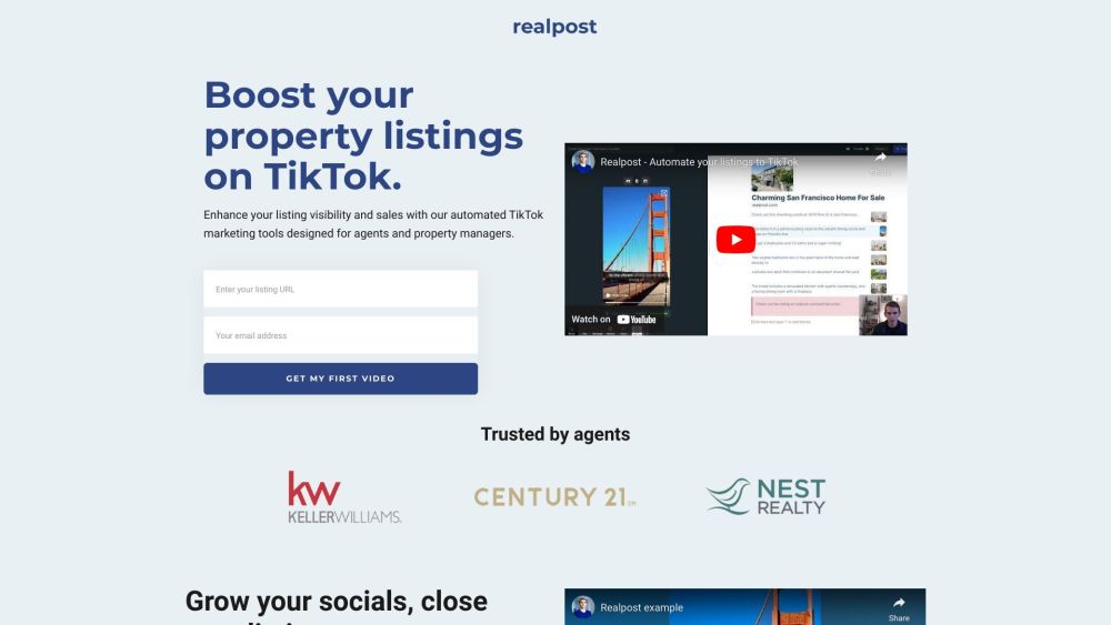 Realpost website screenshot