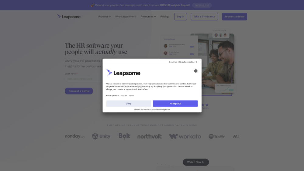 Leapsome website screenshot