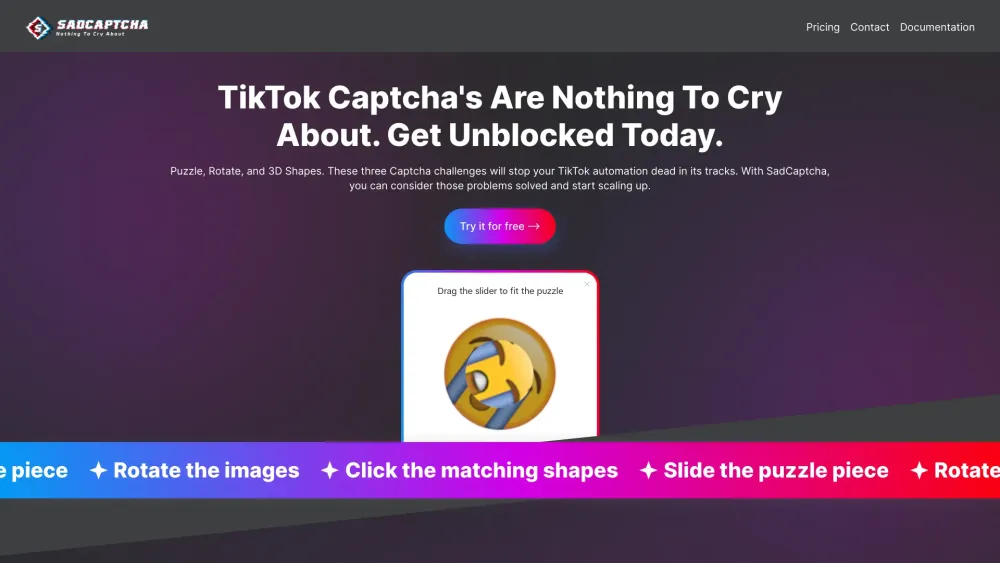 SadCaptcha website screenshot