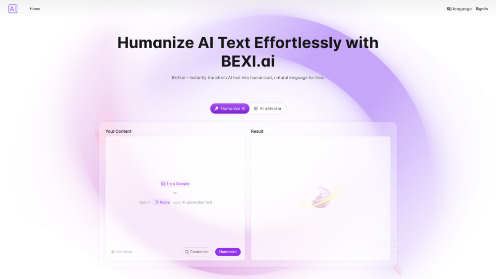 Bexi AI website screenshot