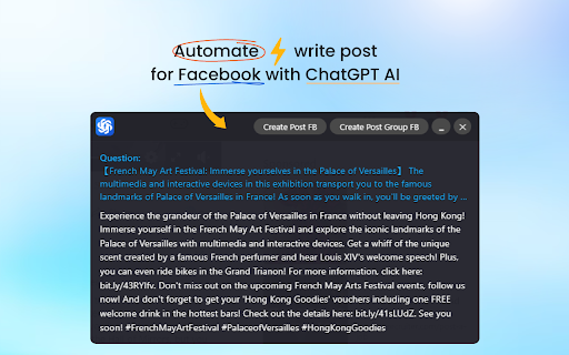 Chatgpt For Facebook website screenshot