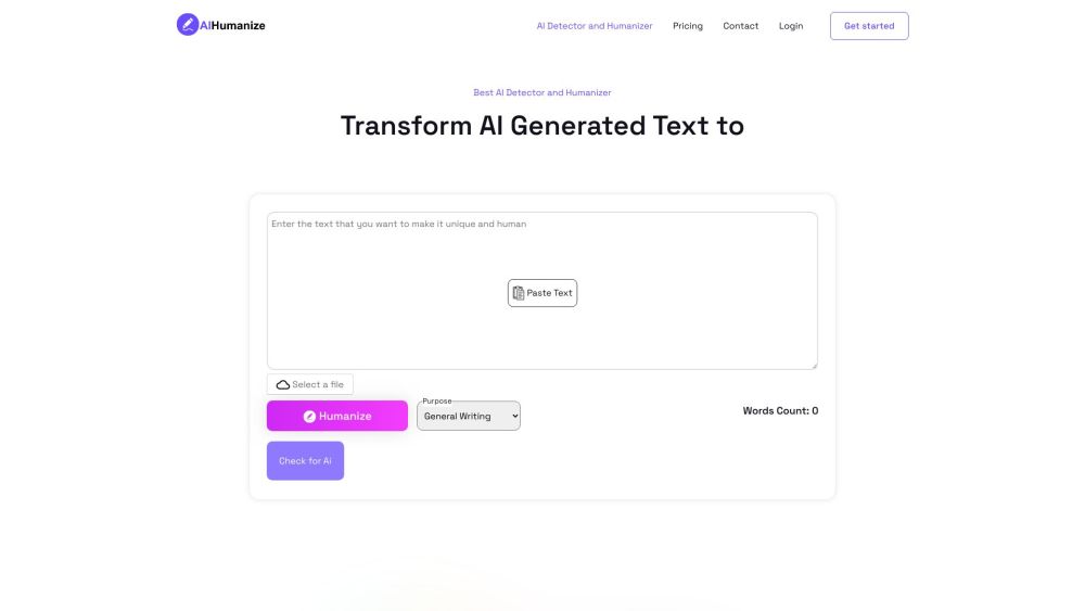 Aihumanize Com website screenshot