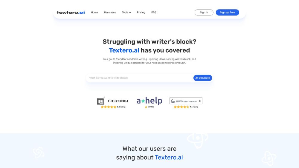 Textero Ai Essay Writer website screenshot