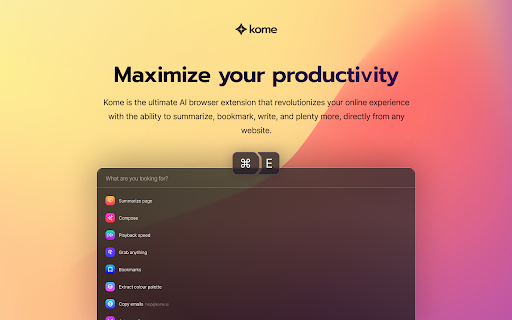 Kome Ai Summary And Bookmark App website screenshot