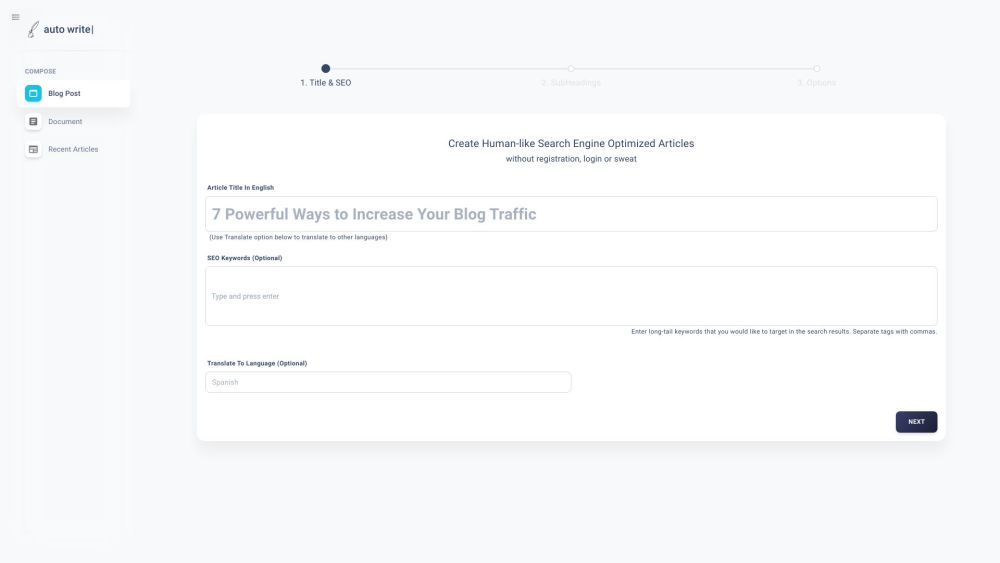 AutoWrite website screenshot