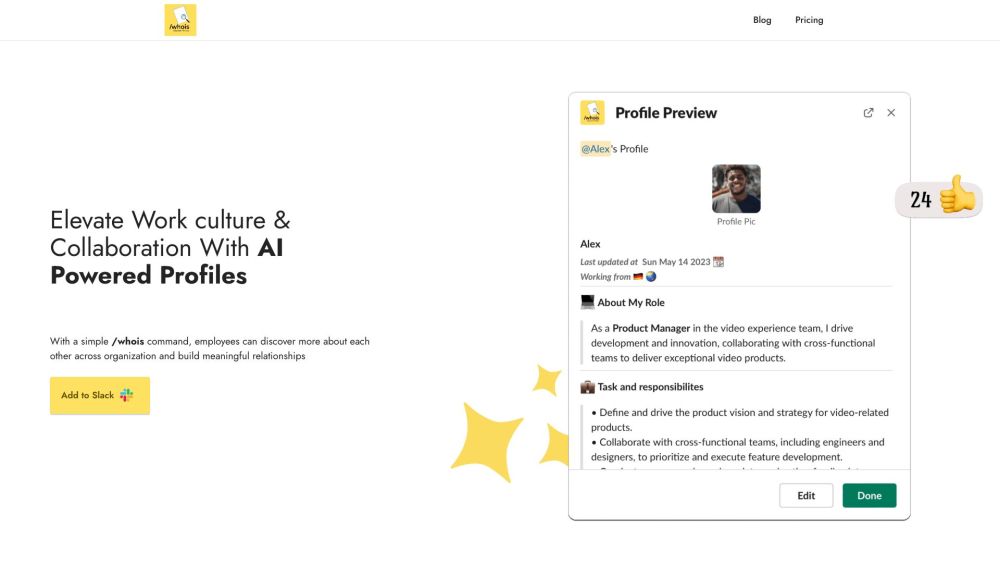 Ai Profile For Slack website screenshot