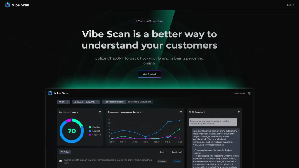 Vibe Scan website screenshot