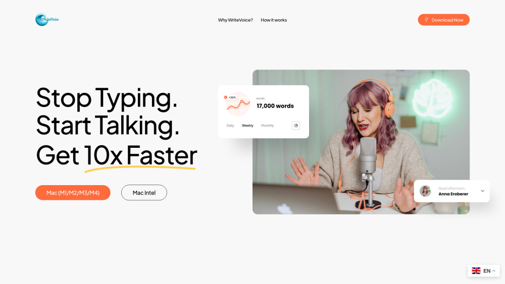 Writevoice website screenshot