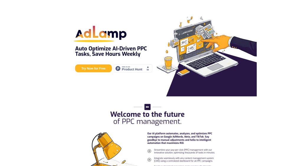 Adlamp website screenshot