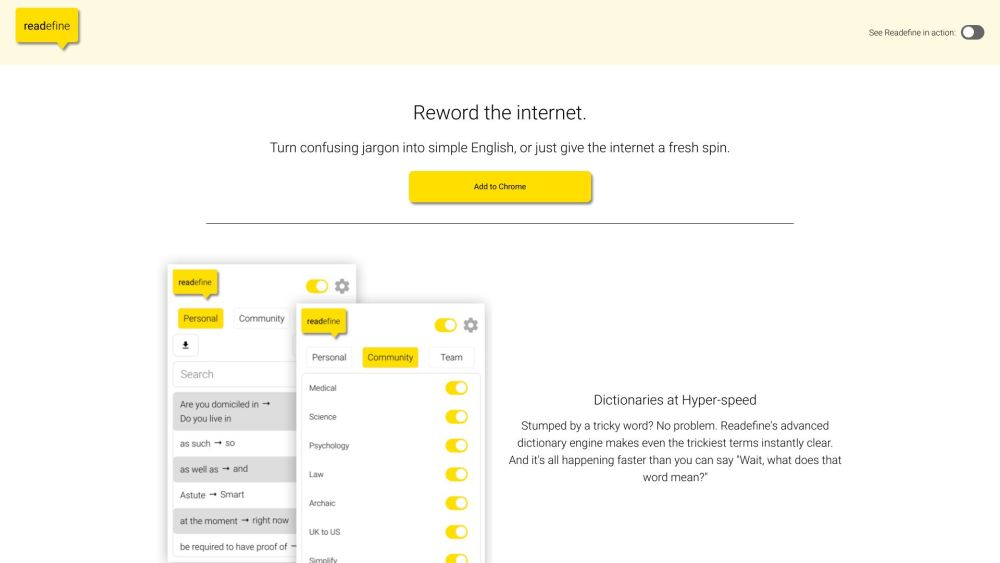 Readefine website screenshot