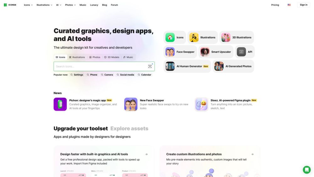 Icons8 website screenshot