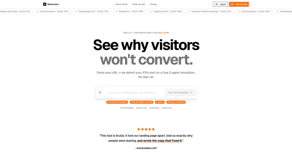 Mockusers website screenshot