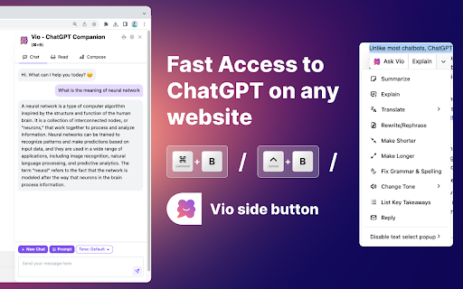 Vio Your Chatgpt Companion website screenshot