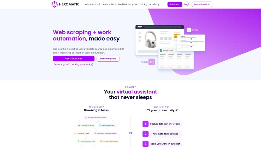 Hexomatic website screenshot