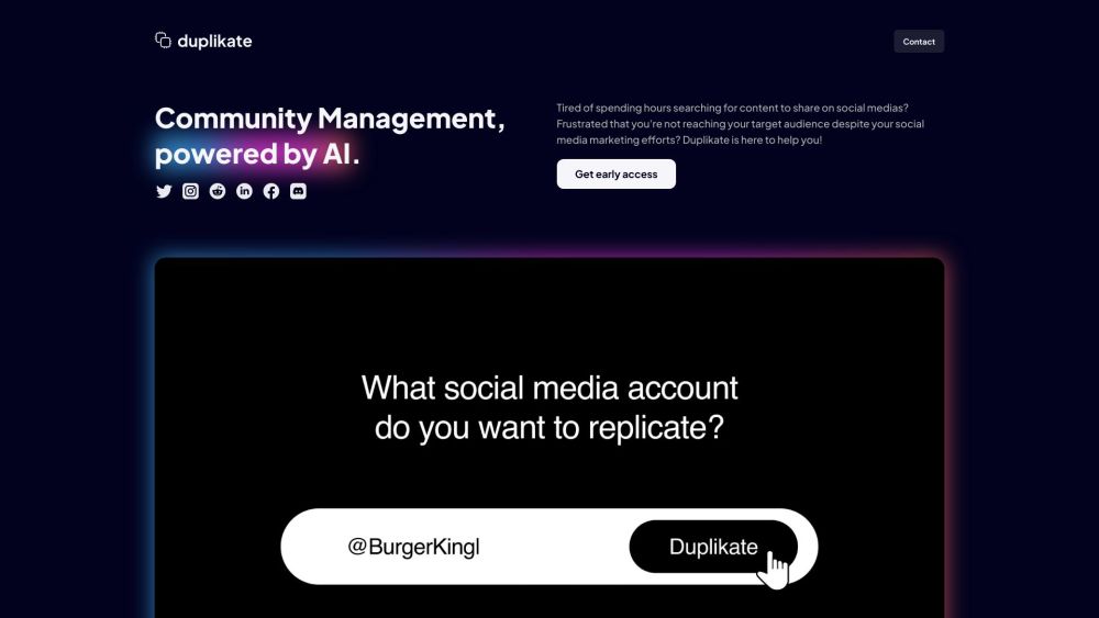Duplikate website screenshot