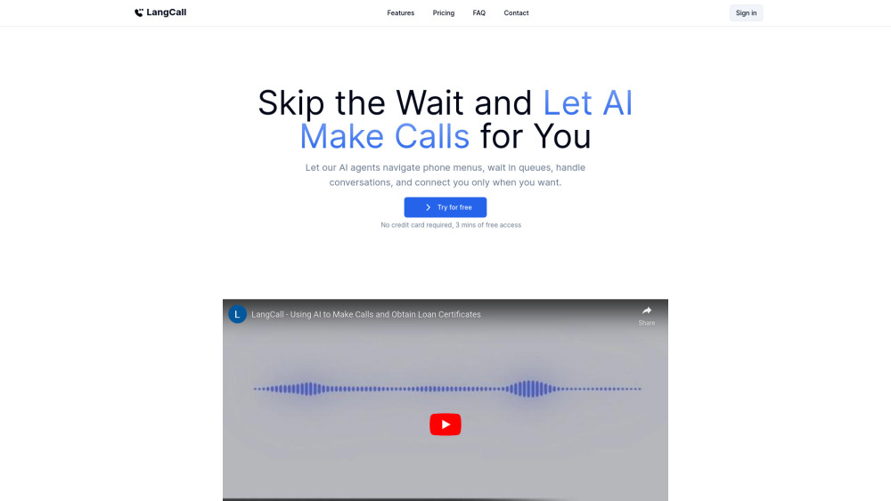 Langcall website screenshot