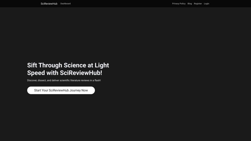 AI-powered Scientific Review Generator website screenshot