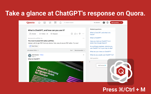Chatgpt Assistant For Quora website screenshot