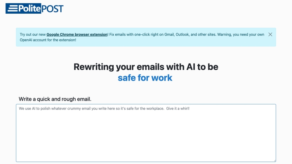 Politepost website screenshot