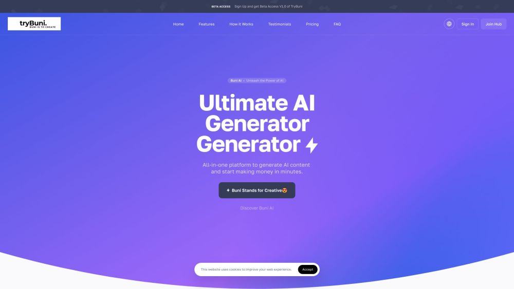 Buni Ai website screenshot