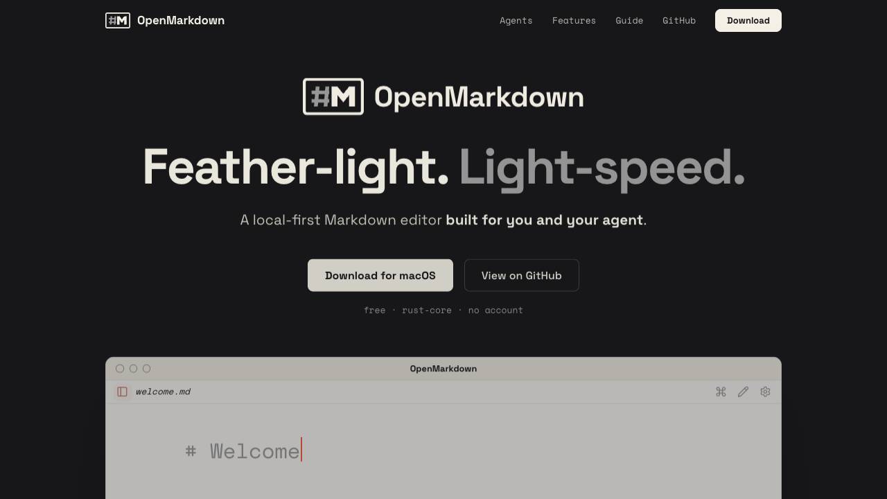 OpenMarkdown website screenshot