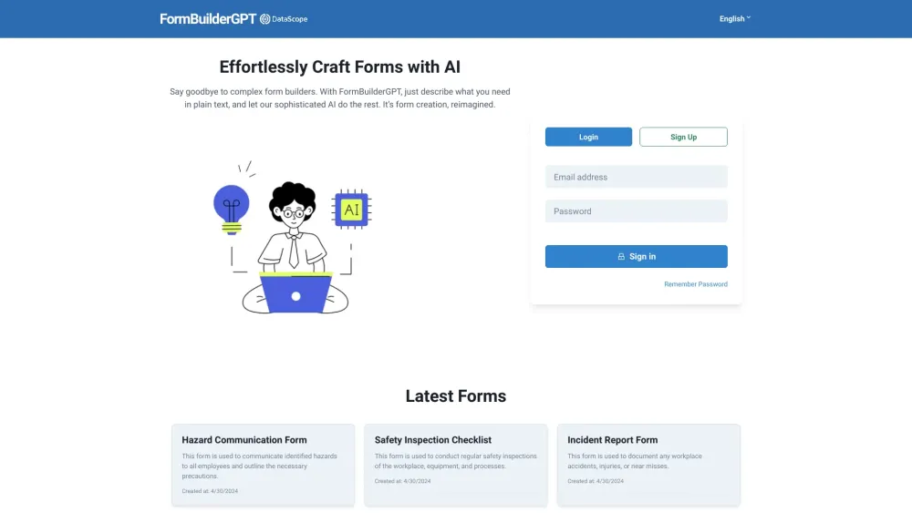 Formbuildergpt website screenshot