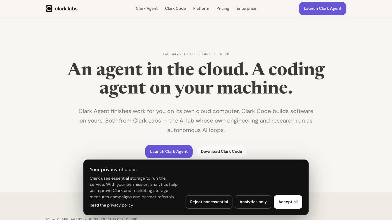 Clark website screenshot