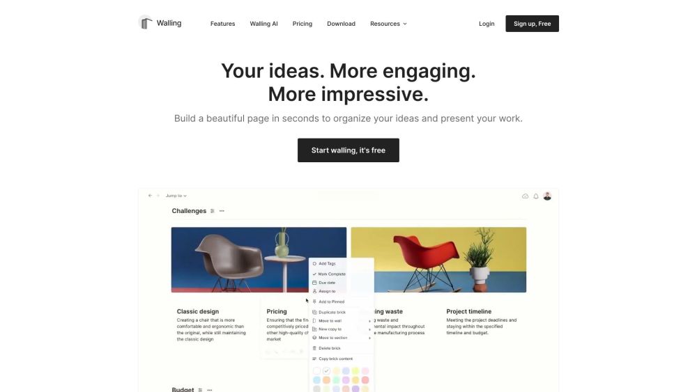Walling Ai website screenshot