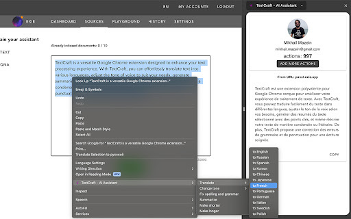 Textcraft Ai Assistant website screenshot