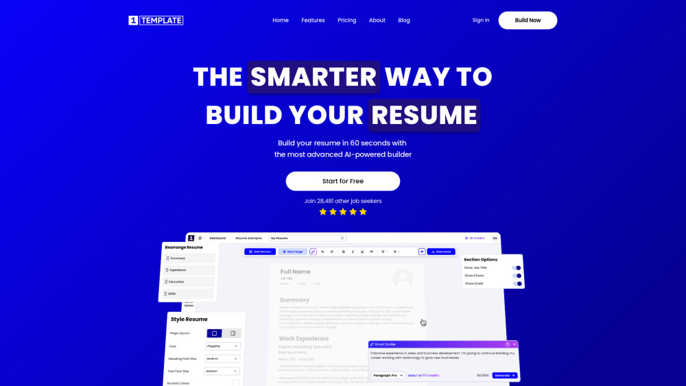 1Template website screenshot