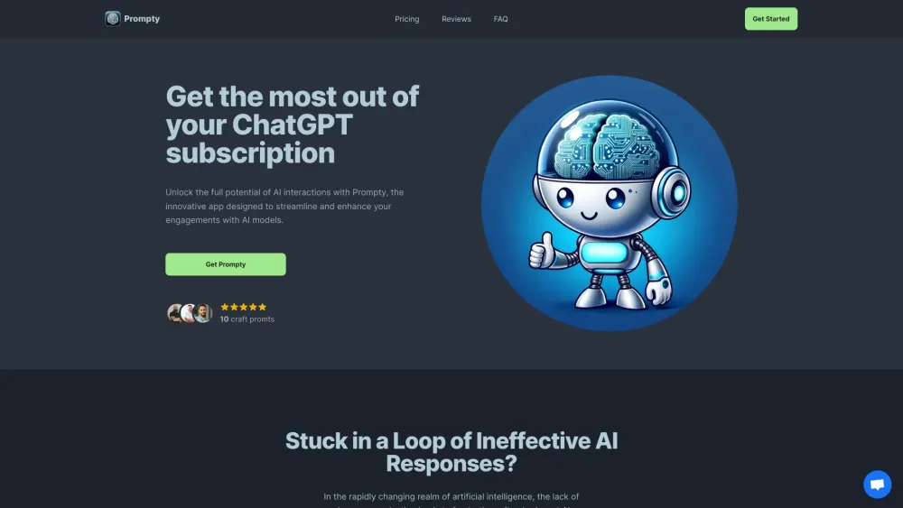 Prompty website screenshot