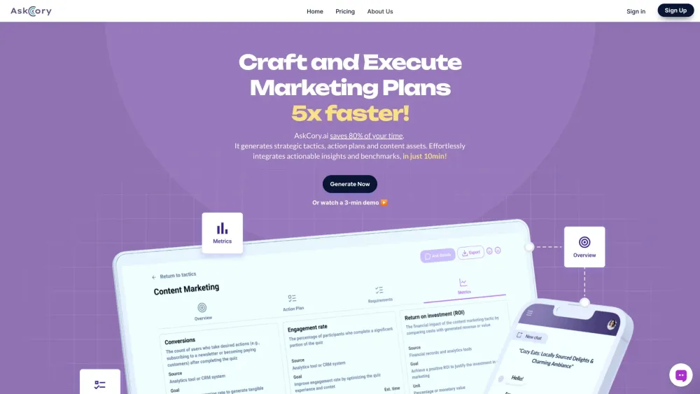 Askcory Ai website screenshot