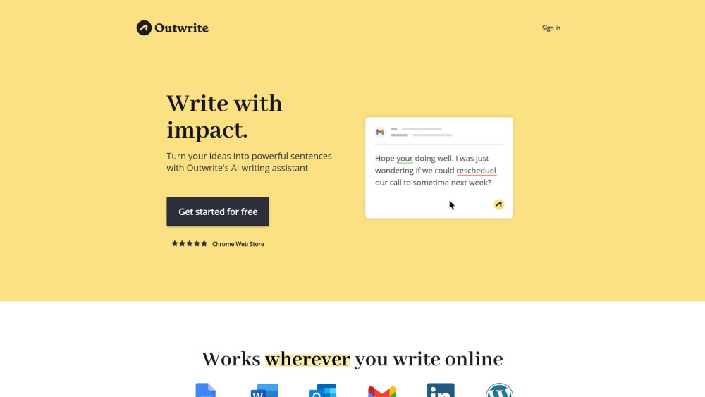 Outwrite Com website screenshot