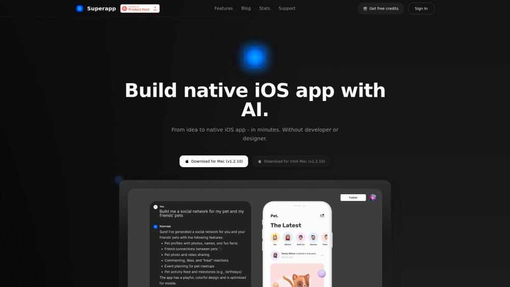 Superapp website screenshot
