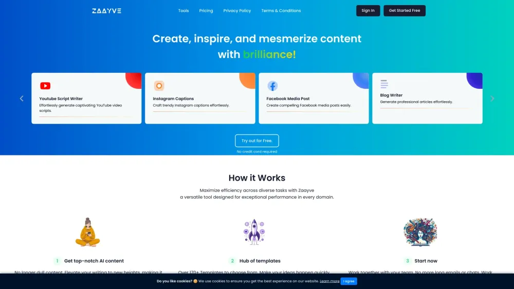 Zaayve AI website screenshot
