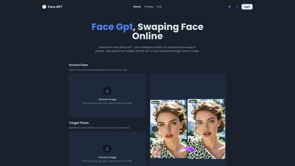 Face GPT website screenshot