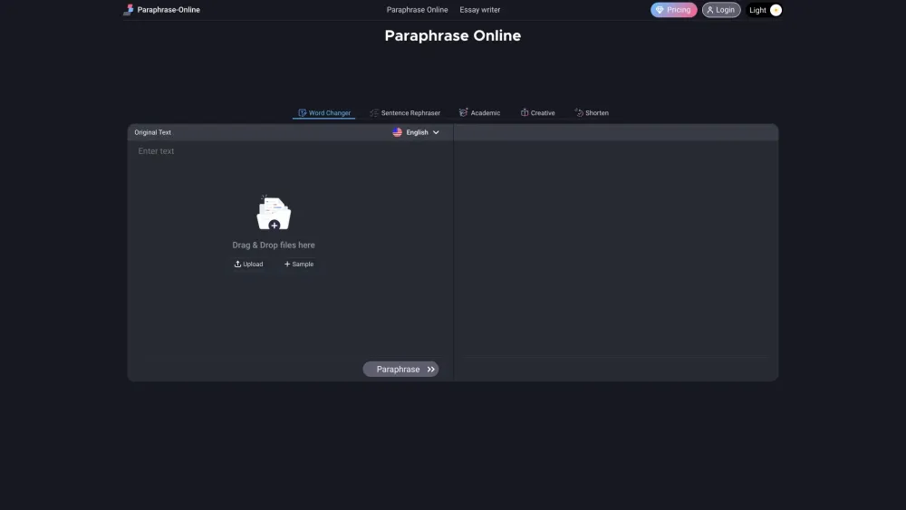 Paraphrase Online Com website screenshot