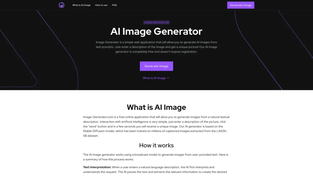 Image Generator website screenshot