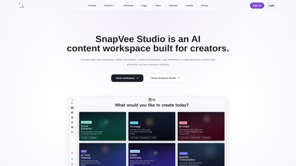 Snapvee Studio website screenshot
