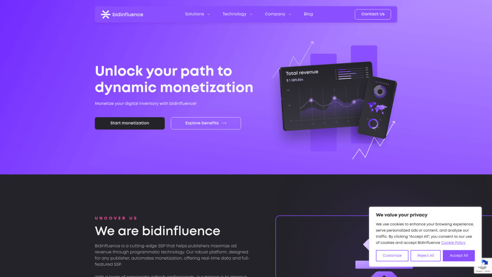 Bidinfluence website screenshot