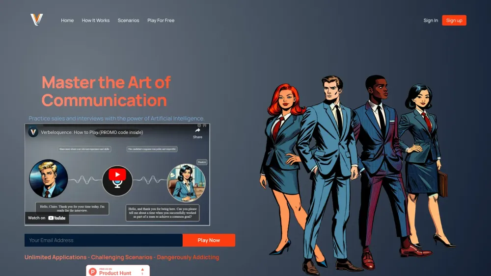 Verbeloquence Ai website screenshot