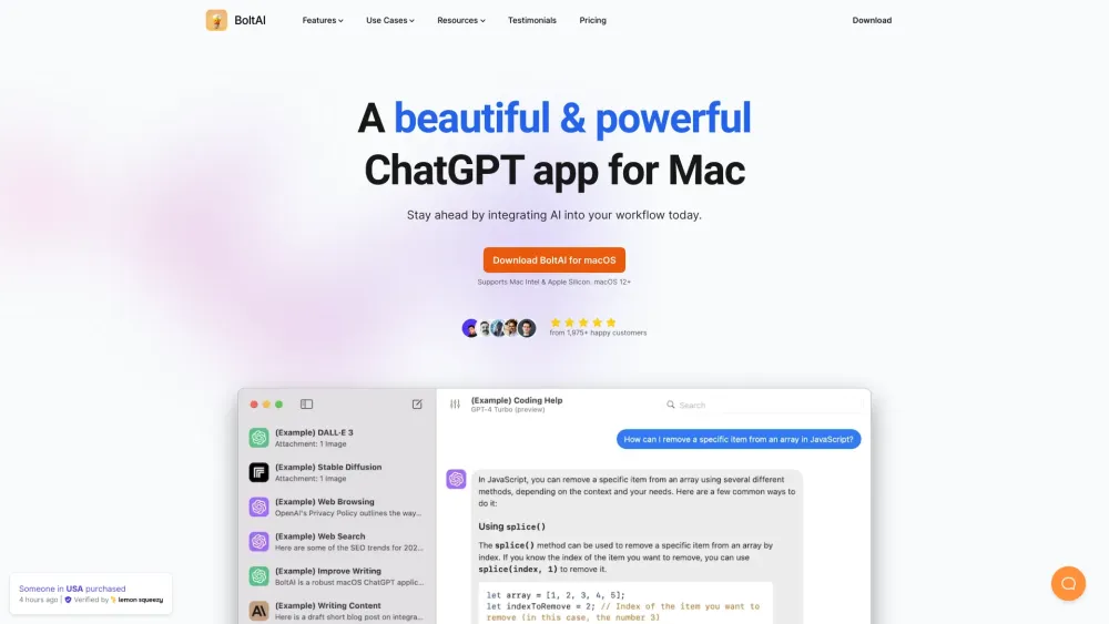 BoltAI website screenshot