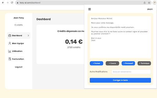 Demande Tony website screenshot