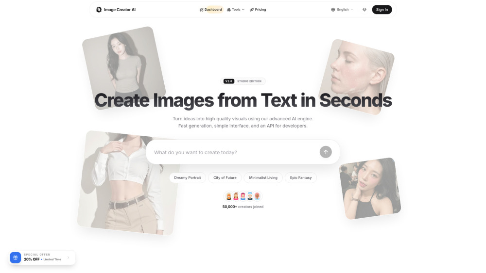 Image Creator Ai website screenshot