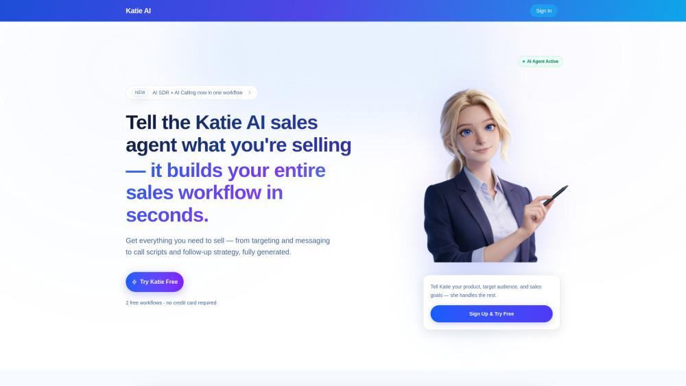 Katie AI website screenshot