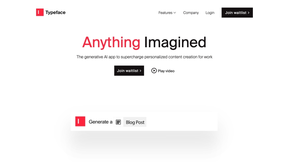 Typeface website screenshot