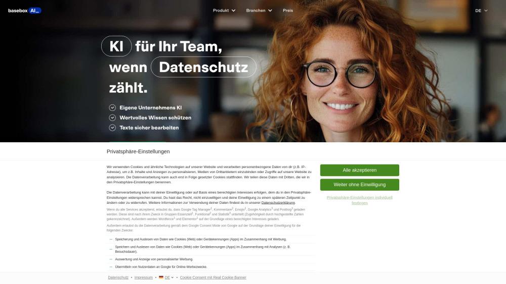 Basebox Ai website screenshot