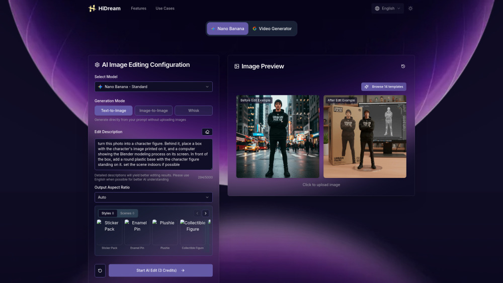 Hidream website screenshot