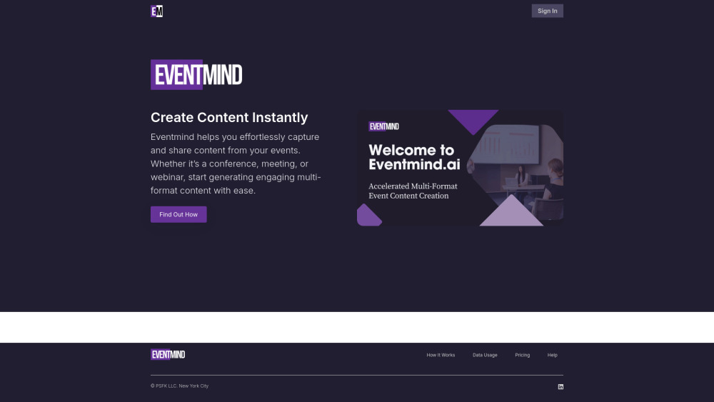 Eventmind website screenshot
