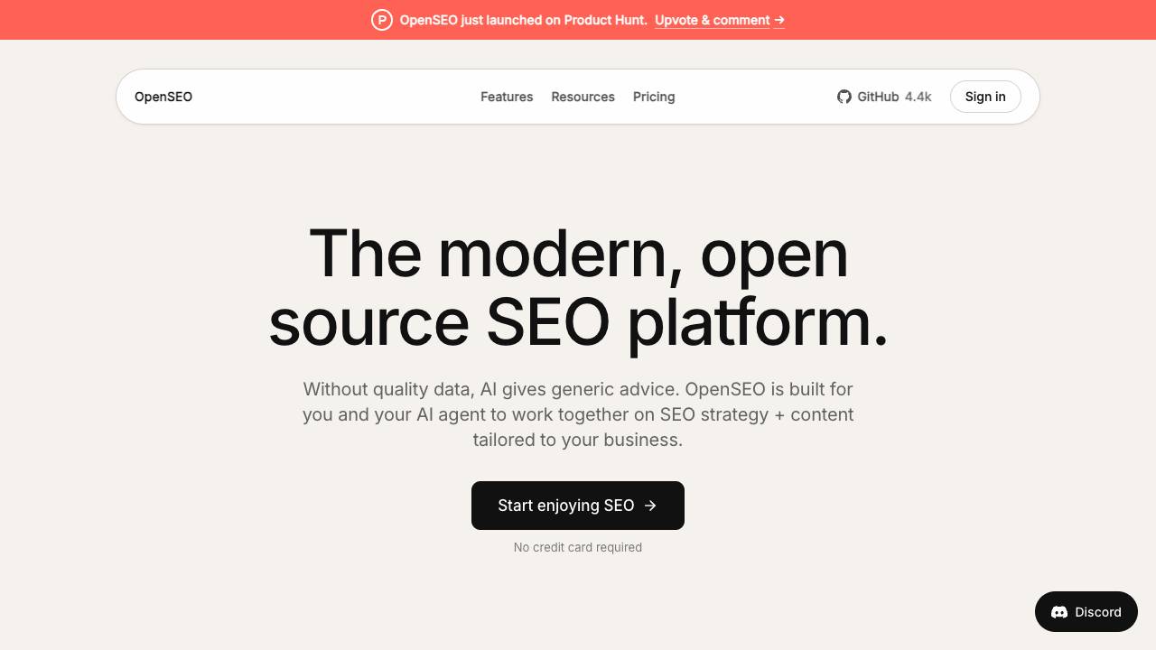 OpenSEO website screenshot